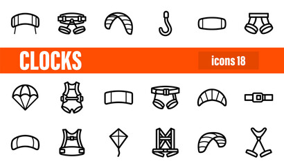 Paragliding and Extreme Sport Equipment Icons © liubomir118809