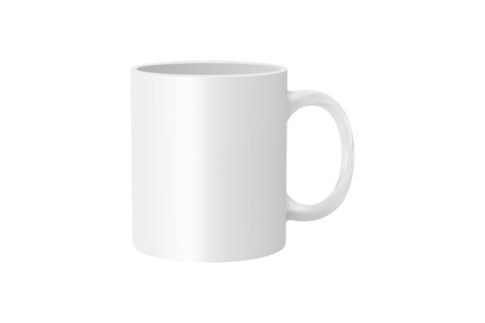 Blank white ceramic coffee mug isolated on transparent background for your design.