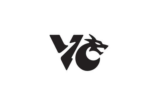 Modern vo logo design featuring a stylized dragon head and typography