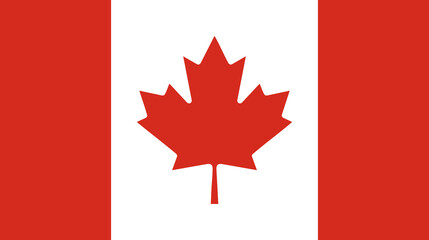 Fototapeta premium National flag of Canada, featuring a red maple leaf on a white square with red vertical bars on the sides vector.