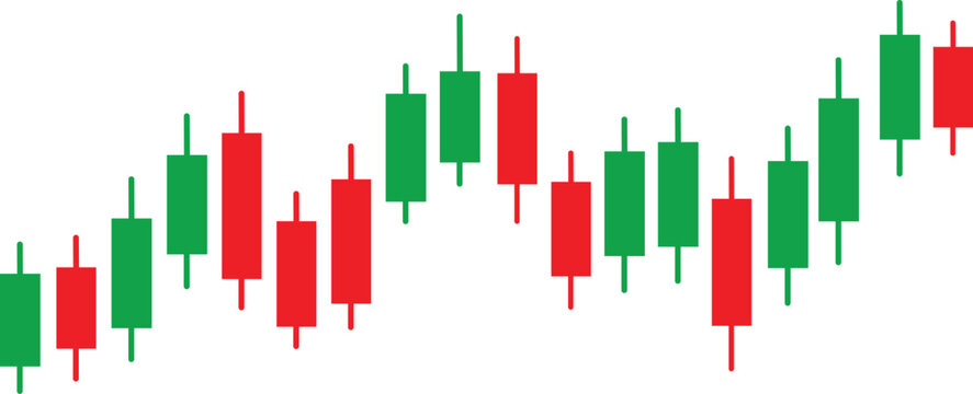 Candlestick chart with red and green bars on white background