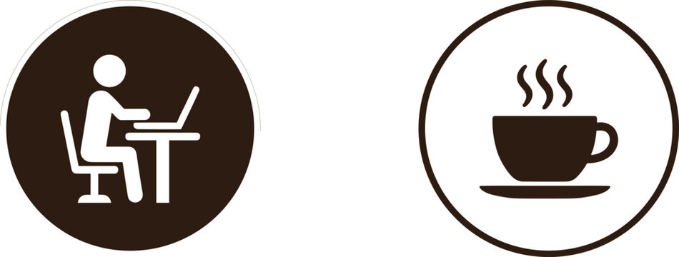 Time management pomodoro technique icons representing work focus session and coffee break interval timer concept vector graphics