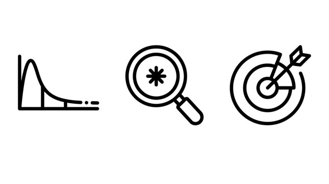 Business data analysis concept icons set with analysis magnifying statistics research business marketing planning strategy analytics development optimization performance intelligence