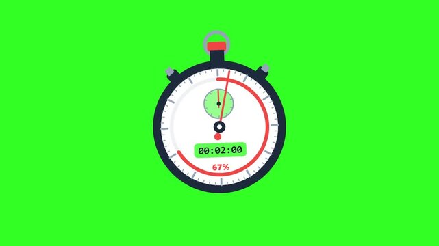 Stopwatch Timer Animation on Green Screen Background