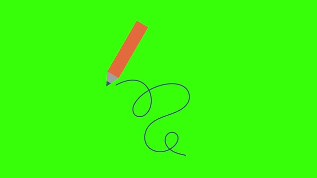 Animated pencil sketching creative vector path on green screen