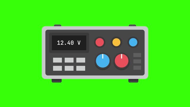 Digital multimeter screen reading loop animation on green screen background