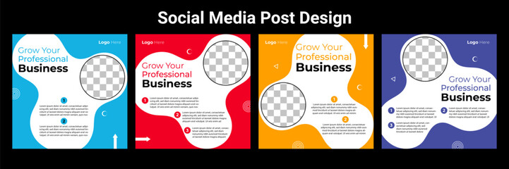 editable professional carousel template Design. social media post for instagram with abstract shapes vector illustration  © Monower