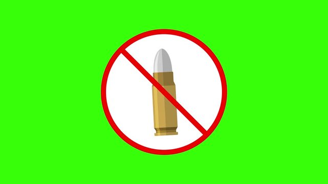 No ammunition symbol animation on green screen background