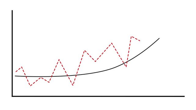 Businessman drawing an ascending financial chart. Touchscreen. 2 colors in 1 file.Black and Red. Businessman drawing a bright arrow showing increasing profits in a financial chart.
