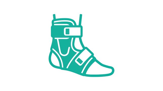 Turquoise orthopedic ankle brace for foot injury recovery and support.