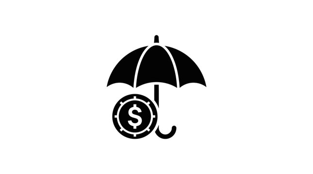 Money protection umbrella icon, financial security concept, investment safety, risk management