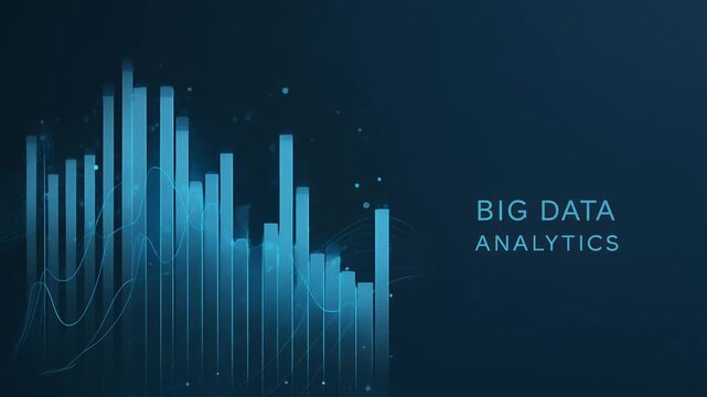 Big data analytics data visualization with bar chart and line graph dashboard, blue digital interface statistic insight