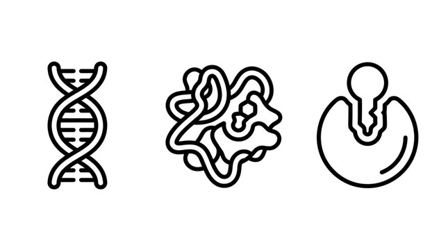 Genetics and molecular biology scientific outline icons with genetics molecule structure biotechnology scientific molecular nucleotide biomedical research biochemistry laboratory innovation