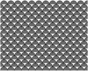 Minimalist monochrome oriental fish scale decorative seamless background pattern © SM