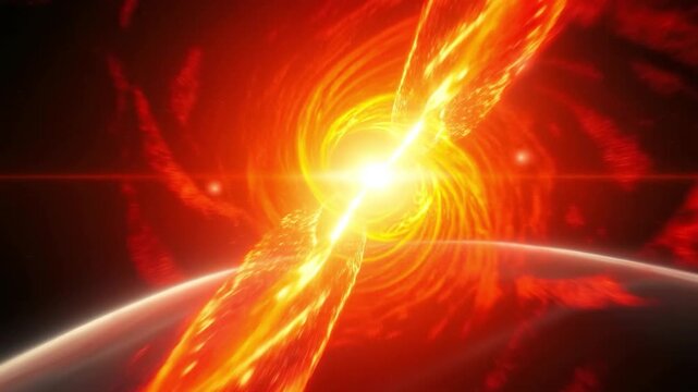 Cinematic Visualization of a Supermassive Black Hole Accretion Disk Emitting Intense Gamma Ray Bursts and Powerful Energy Jets in Deep Space
