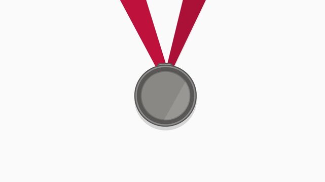 Silver Medal with Red Ribbon Icon Animation