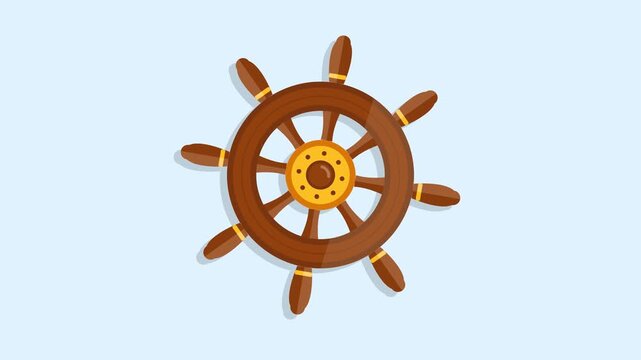 Rotating Wooden Ship Steering Wheel Animation