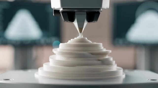 Advanced 3D printer creates intricate layered object with precision and speed