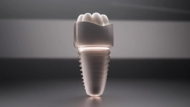 Detailed 3D Render of a Dental Implant with Screw Thread Design