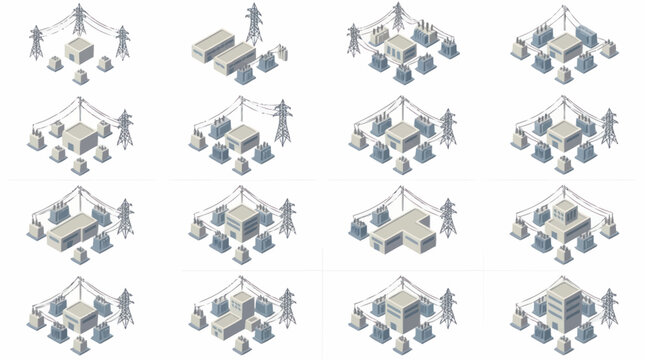 Isometric business team hierarchy organizational chart icons.