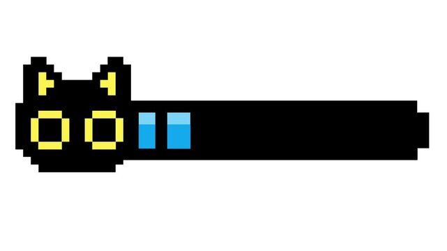 Retro pixel art cat head health bar or status indicator for video game interfaces, showcasing player status and progress in a charming 8-bit style