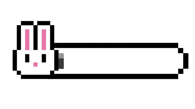 Charming pixel art rabbit head acts as a delightful indicator on a loading bar, perfect for retro game interfaces or cute digital progress displays for applications