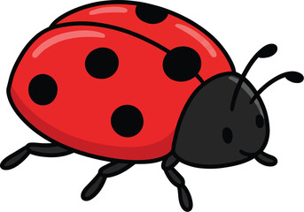 Fototapeta premium Cute red ladybug vector illustration featuring black spots and bold lines for creative graphic design projects