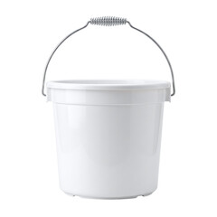 Blank white plastic round bucket with metal handle © PEE PHIBAN