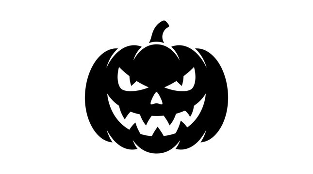 Black Halloween pumpkin face icon.