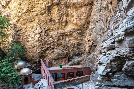 Ashabi Kahf cave mosque entrance in Nakhchivan