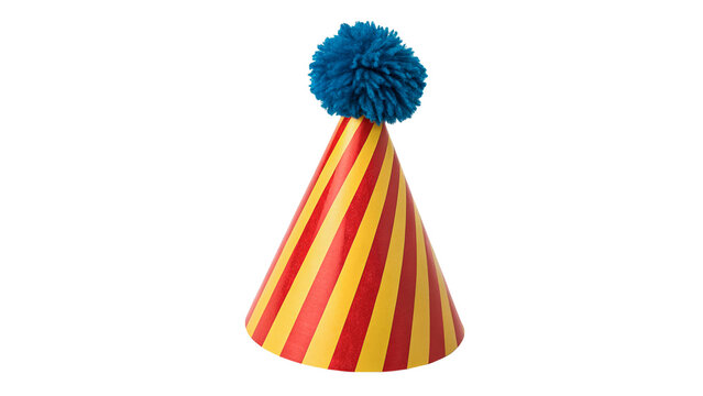 Festive striped party cone hat decoration accessory item isolated on a transparent background