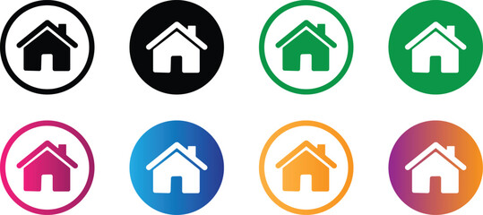 Fototapeta premium Home House Real Estate Icons Set Property Building Symbol Vector Collection