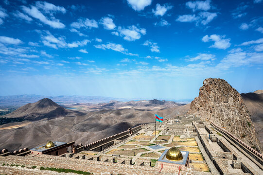 Alinja Castle complex with Azerbaijan flag flying