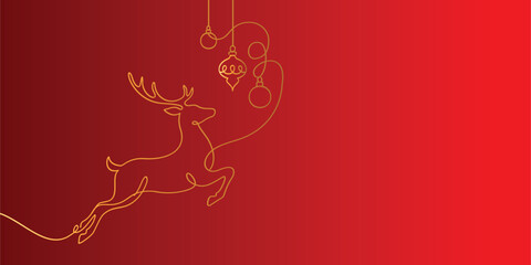 Modern continuous line art of holiday reindeer for Scandinavian-style decor © Ashes Studio