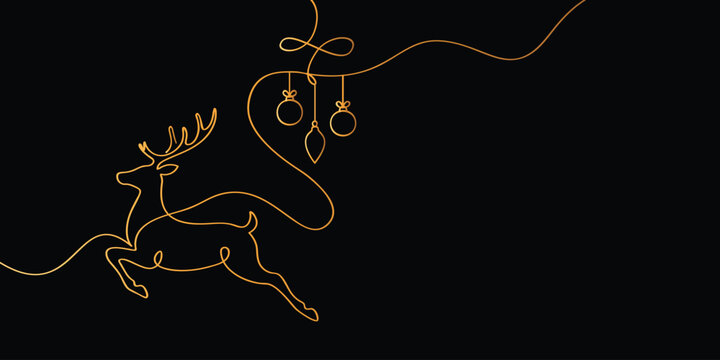 Simple Scandinavian one-line reindeer illustration for festive printable art