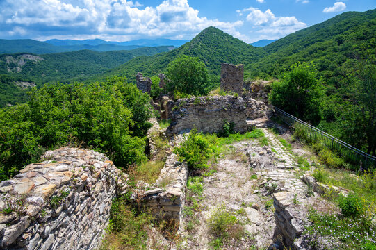 Ujarma Fortress overlooking hills in Georgia