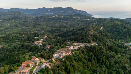 Obraz premium Rachtades village Corfu island aerial view