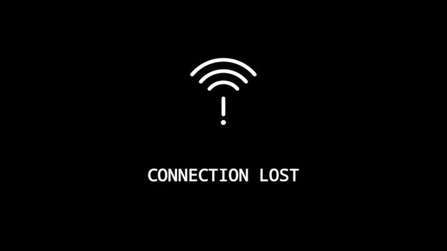 Connection lost error animation, flat vector UI no signal network screen motion graphic