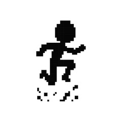 Fototapeta premium Pixel art stickman jumping action