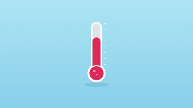 Thermometer temperature rising animation, flat vector weather climate motion graphic
