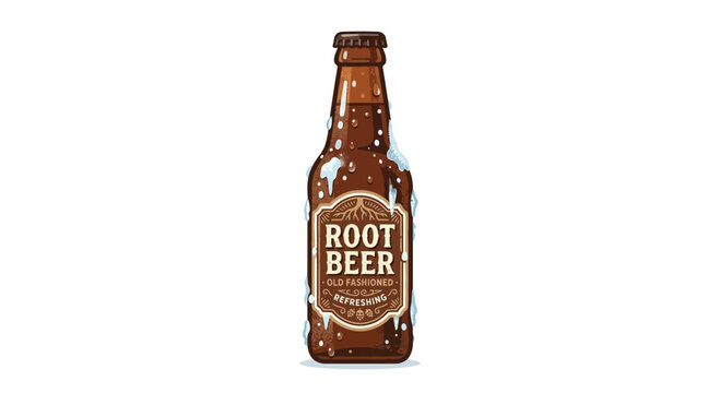 Summer refreshing cold root beer bottle with vintage label
