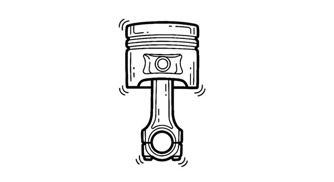Detailed illustration of a piston and connecting rod assembly.