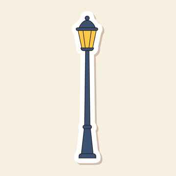 Paris street lamp sticker with classic French city icon