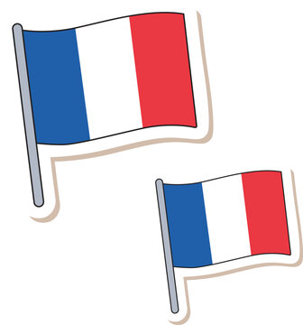French flag sticker illustration with national colors and patriotic design