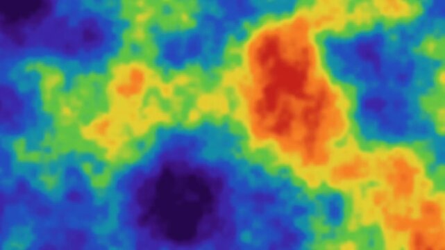 Abstract thermal heat map animation with smooth false-color gradients, flowing infrared-inspired transitions, organic heat diffusion, vibrant scientific spectrum, and seamless looping motion.