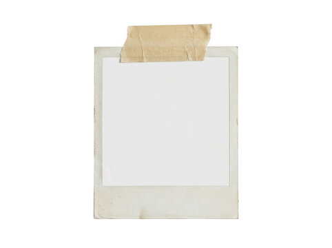 Old vintage Instant photo frame attached with brown masking tape