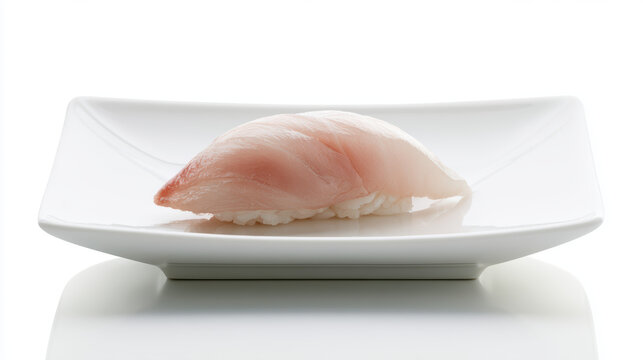 transparent cell-cultured yellowtail kingfish sushi with elegant presentation