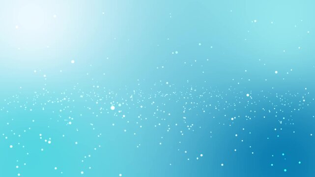 Soft blue and turquoise gradient abstract background with glowing white glitter particles and bokeh lights creating a magical dreamy winter texture for celebration design backdrops