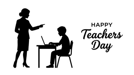 Fototapeta premium Happy teachers day silhouette illustration
