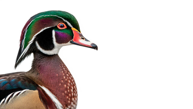 Wild male wood duck waterfowl poultry bird isolated on a transparent background